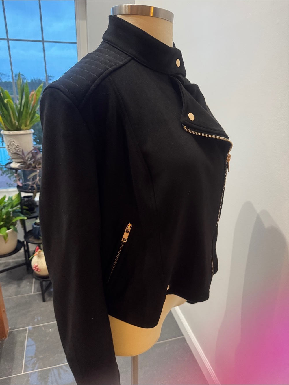 Black Asymmetrical Zip Women's Jacket - Picture 4 of 8